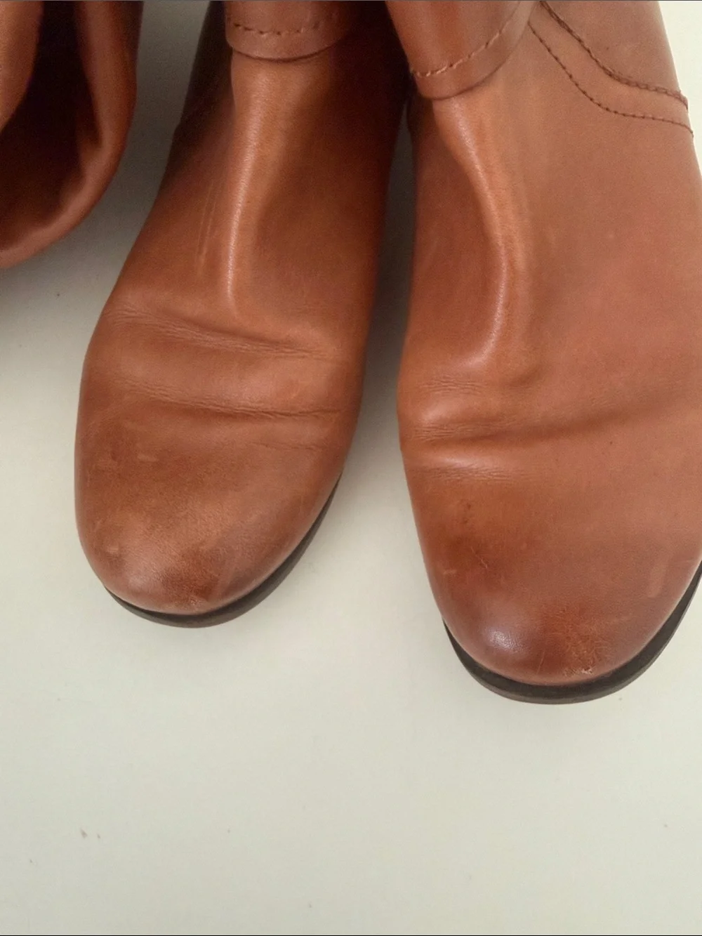 Nine West Cognac Leather Over-the-Knee Buckle Boots